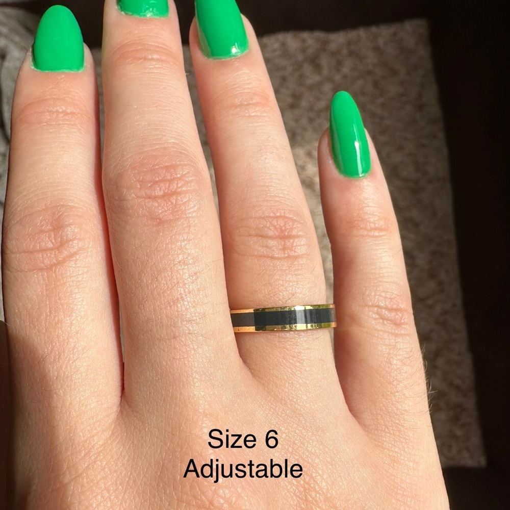 Ana Luisa Adjustable Black & Gold Ring